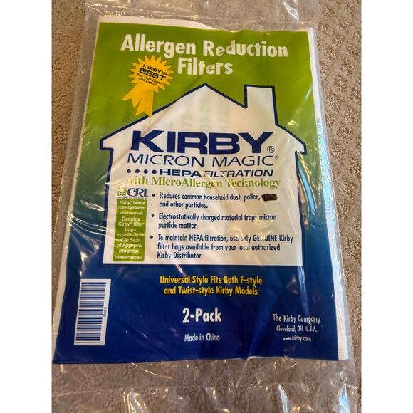 For KIRBY VACUUM BAGS:2 Sentria UNIVERSAL~ F Style MICRON MAGIC Hepa White Cloth - Picture 1 of 3